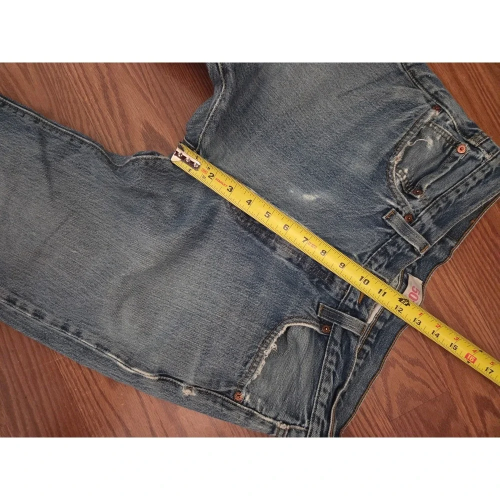 Levis 501 Mens Original Fit‎ Straight Leg Button Fly Distressed Blue Jeans 31x34